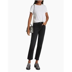 Re/Done Originals Black 70s Stove Pipe High-Rise Stretch Crop Jeans Size 30